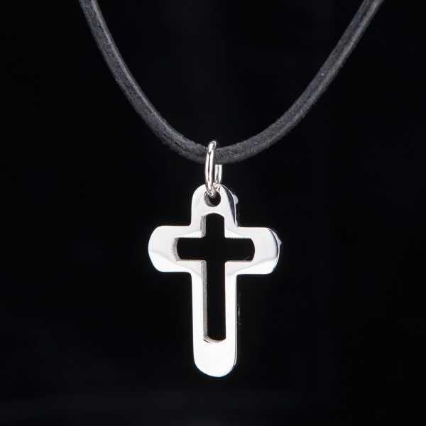 Durchbrochenes Edelstahlkreuz hochglanzpoliert